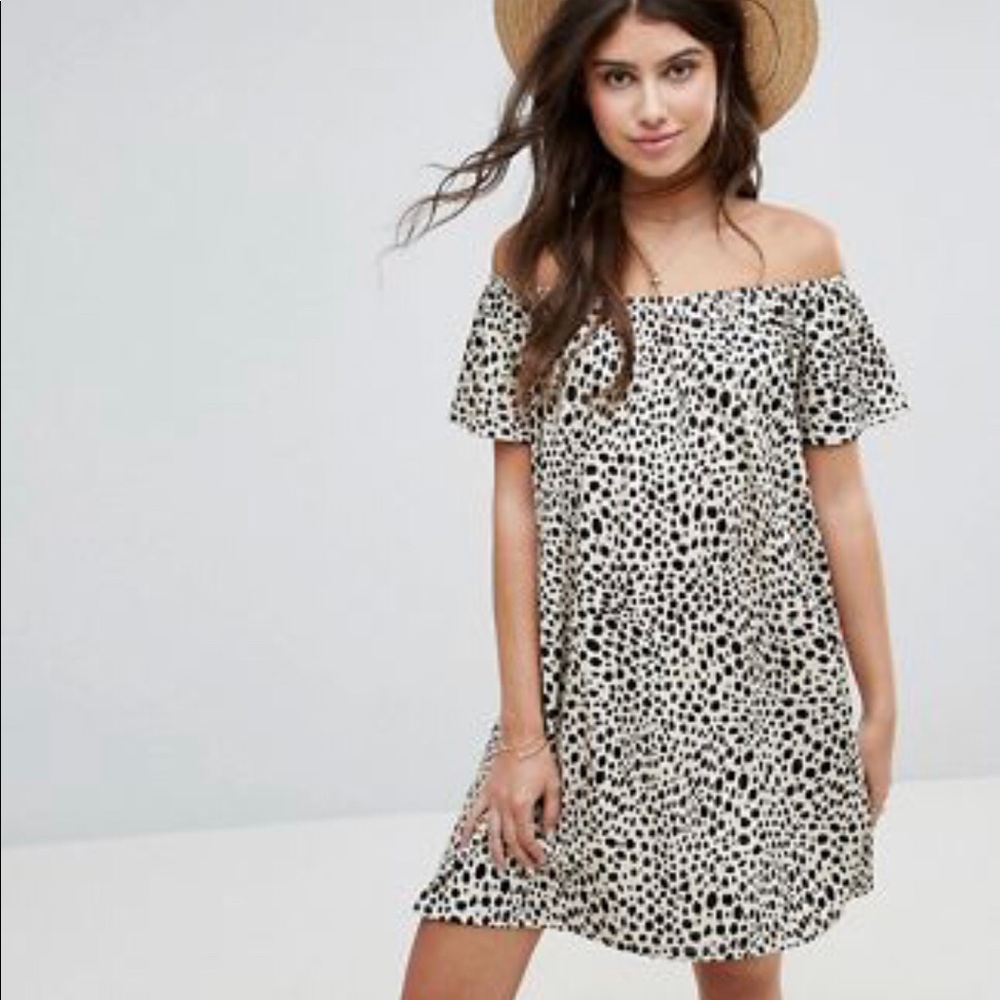 ASOS Off Shoulder Leopard Mini Dress